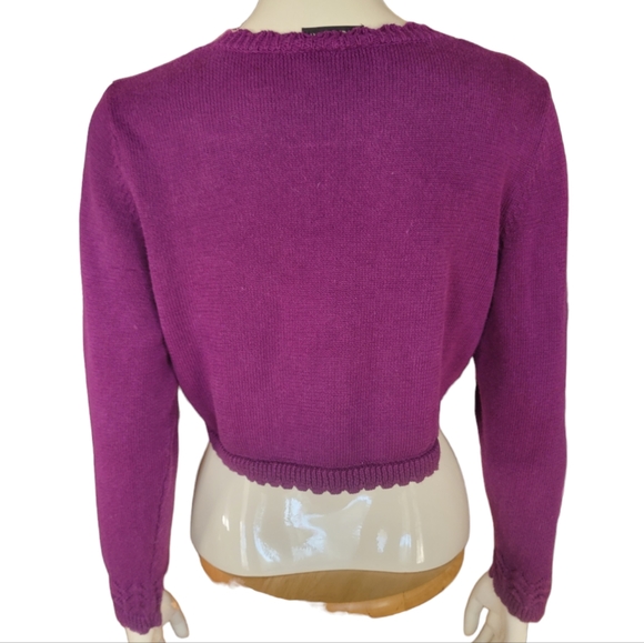 size 14-16 Lane Bryant plum purple cropped cardigan - Picture 3 of 4
